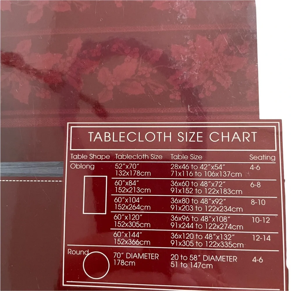 Holiday elegance table cloth 60” X 120”